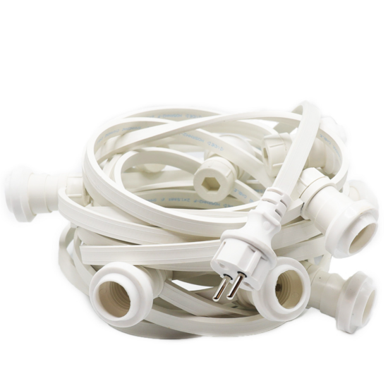Witte prikkabel 10 meter |10 fittingen | Met stekker - Image 3