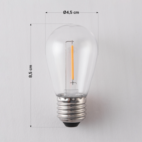 Dimbare led lamp E27 1W | 2700K warm wit | Polycarbonaat kap voor prikkabel – Image 4