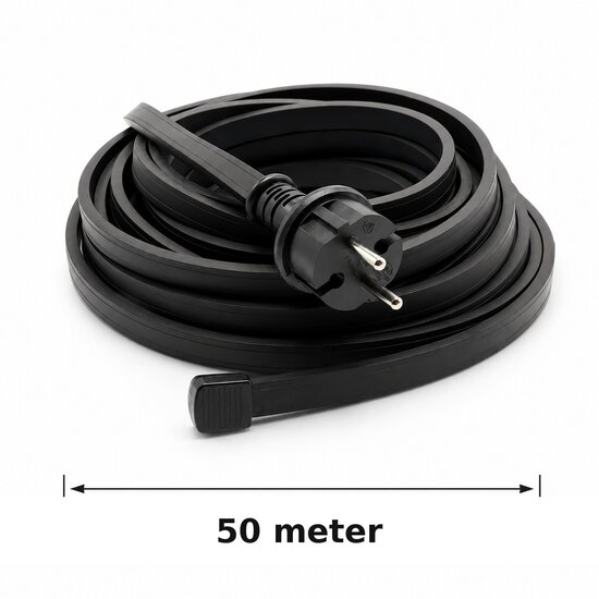 Prikkabel snoer 50 meter zwart | Zonder fittingen | Met stekker en eindkap - Image 2