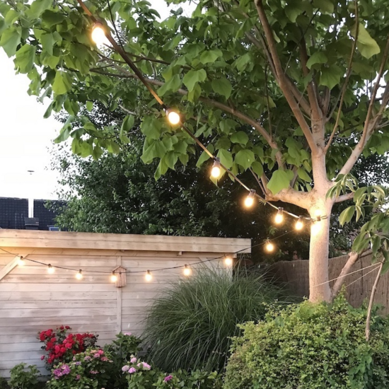 Prikkabel set 20 meter en 20 E27 ledlampen | 2000K led in bodem | IP44 | Zwart - Image 4