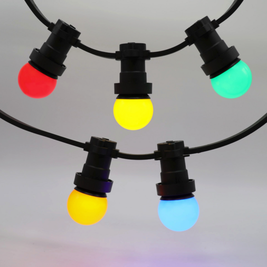 E27 gekleurde led | 5 kleuren | Rood-Geel-Groen-Oranje-Blauw | Ø45 | Geschikt voor prikkabel - Afbeelding 3