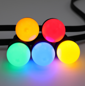 E27 gekleurde led 5 kleuren Rood-Geel-Groen-Oranje-Blauw Ø45 Geschikt voor prikkabel