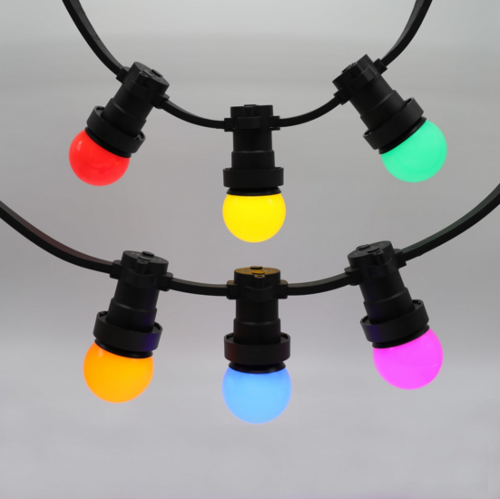E27 gekleurde led | 6 kleuren | Rood-Geel-Groen-Oranje-Blauw-Roze | Ø45 | Geschikt voor prikkabel - Afbeelding 3