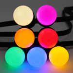 E27 gekleurde led 7 kleuren Rood-Geel-Groen-Oranje-Blauw-Roze-Wit Ø45 Geschikt voor prikkabel