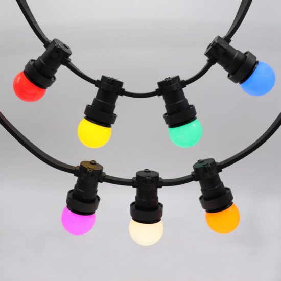 E27 gekleurde led | 7 kleuren | Rood-Geel-Groen-Oranje-Blauw-Roze-Wit | Ø45 | Geschikt voor prikkabel - Afbeelding 3