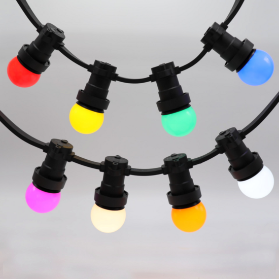 E27 gekleurde led | 8 kleuren | Rood-Geel-Groen-Oranje-Blauw-Roze-Wit-Warm wit | Ø45 | Geschikt voor prikkabel – Bild 3