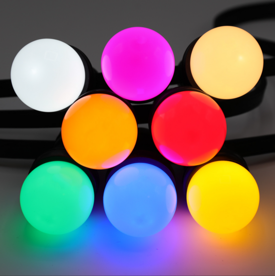 E27 farbige LED 8 Farben Rot-Gelb-Grün-Orange-Blau-Rosa-Weiß-Warmweiß Ø45 Geeignet für Lichterkette