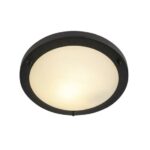 QAZQA Yuma plafonnière zwart 31 cm | IP44 in zwart|opaal wit