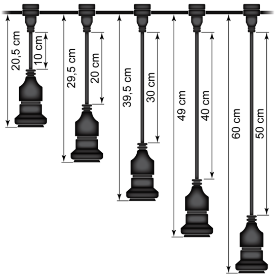 Hangende fitting | Zelfmontage | 60 cm | Zwart | Excl lamp – Bild 3