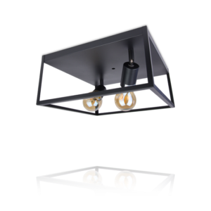 LEDUXA plafondlamp vierkant 2-lichts 8W | zwart in mat zwart