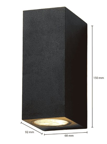 LED Wandlamp Buiten – 2x GU10 | Zwart IP44 | Up & Down | Geschikt voor GU10 Ø50mm