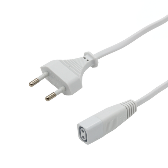 Wit T5 aansluitsnoer van 200 cm met connector en eurostekker