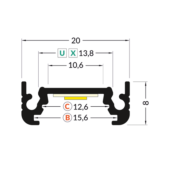 Ledstrip opbouwprofiel vlak tot 10mm | 2M | Wit