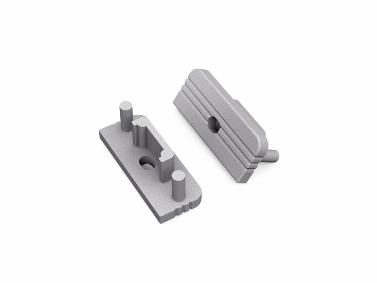 Eindkap met kabelopening tbv opbouwprofiel vlak tot 10mm | Zilver | 20 stuks