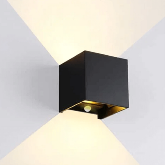 LED wandlamp Cube | 2×3W | Zwart | 3000K | PIR sensor | IP54 – Bild 2