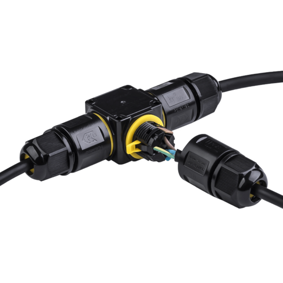 Waterdichte 3-weg kabelconnector voor buitengebruik | IP68 | Voor kabels 4–11 mm