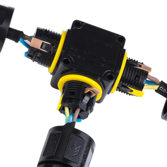 Waterdichte 3-weg kabelconnector voor buitengebruik | IP68 | Voor kabels 4–11 mm