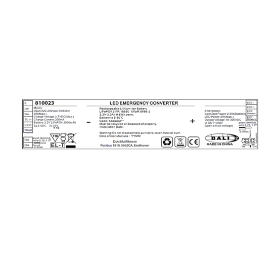 Noodunit 2.5W DALI | 10–300V DC | Accu tot 3 uur noodverlichting