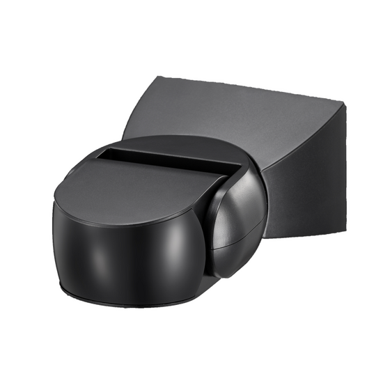 Zwarte IP65 opbouw bewegingsmelder voor wandmontage