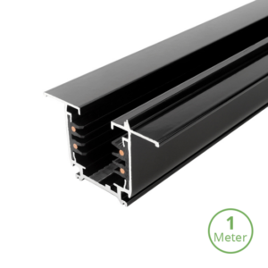 Inbouw 3-fase rail van 100 cm in zwart