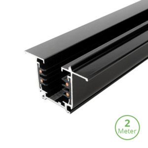 Inbouw 3-fase rail van 200 cm in zwart
