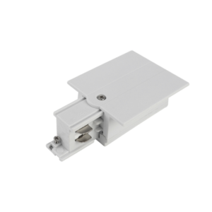 Linker voedingsconnector voor inbouw 3-fase rail in wit