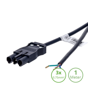 Black 1-metre 3-SWP male connection cord with 3x0