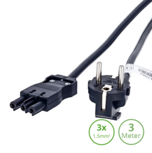 Black 3-SWP female power cable, 3 metres long, with 3x1