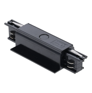 Zwarte I-vorm voedingsconnector voor 3-fase inbouwrail