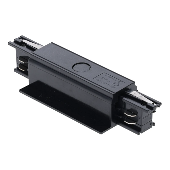 Zwarte I-vorm voedingsconnector voor 3-fase inbouwrail