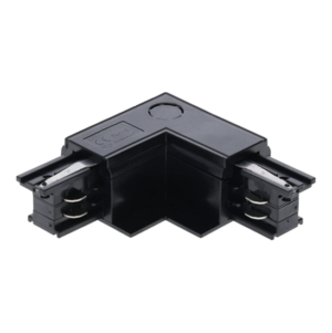 Zwarte L-vorm binnenhoekconnector voor 3-fase inbouwrail