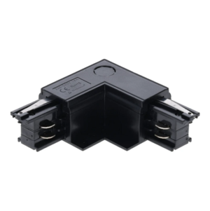 Zwarte L-vorm buitenhoekconnector voor 3-fase inbouwrail