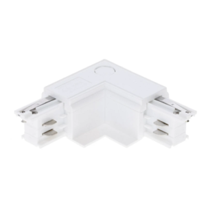 Witte L-vorm buitenhoekconnector voor 3-fase inbouwrail