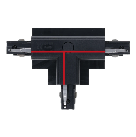 3-fase inbouwrail T-connector | Links-2 | Zwart - Afbeelding 2