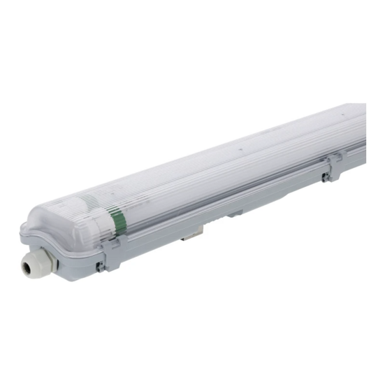 Grijs TESSA IP65 armatuur voor twee T8 LED TL-buizen van 120 cm