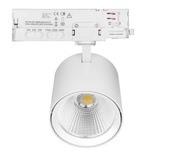 3-fase dimbare railspot | 10-20-30W | CCT-switch | Wit