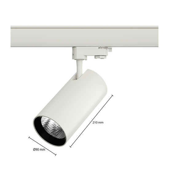 3-Phasen-Schienenstrahler 30W | 3000K | Weiß