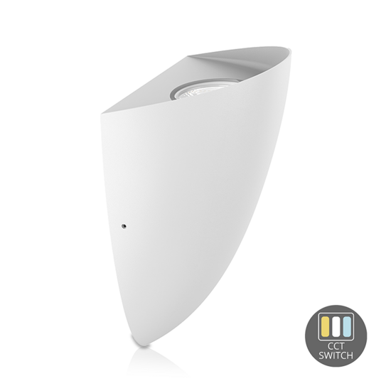 Weiße dimmbare Daphnis LED-Wandleuchte mit CCT-Schalter