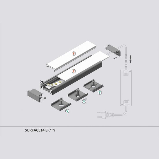 Ledstrip opbouwprofiel vlak tot 14mm | 2M | Zilver