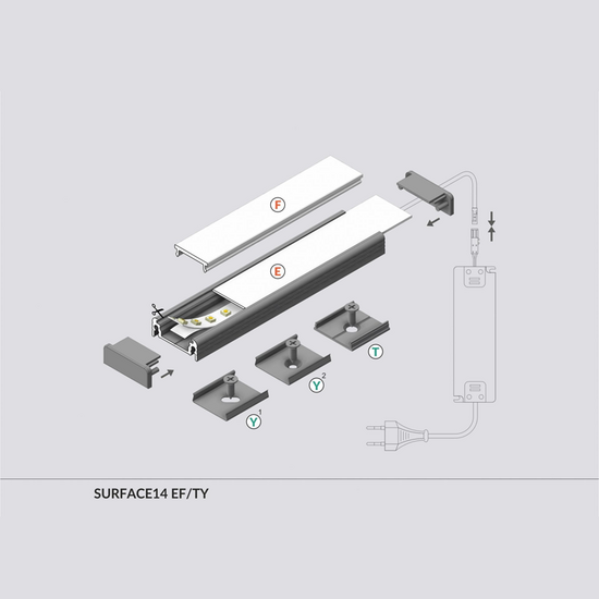 Ledstrip opbouwprofiel vlak tot 14mm | 2M | Zwart