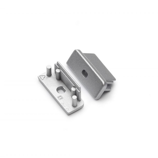Eindkap met kabelopening tbv opbouwprofiel vlak tot 14mm | Zilver | 2 stuks