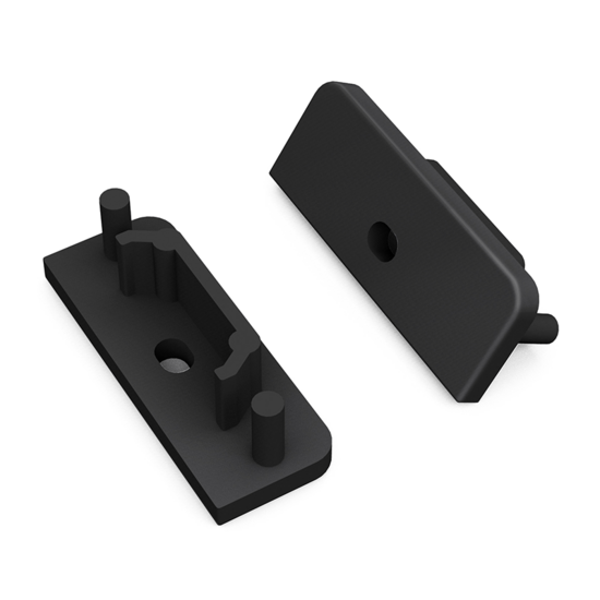 Eindkap met kabelopening tbv opbouwprofiel vlak tot 14mm | Zwart | 20 stuks