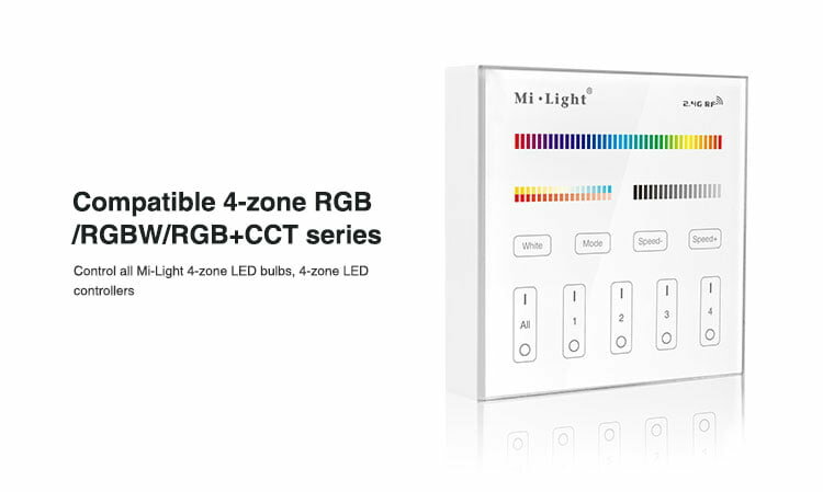 Mi-Light afstandsbediening voor 4 groepen | RGB + CCT