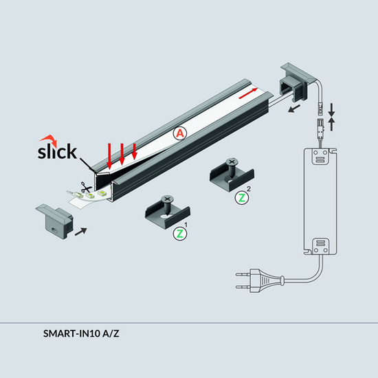 LED-Einbauprofil bis 10 mm | 2M | Silber