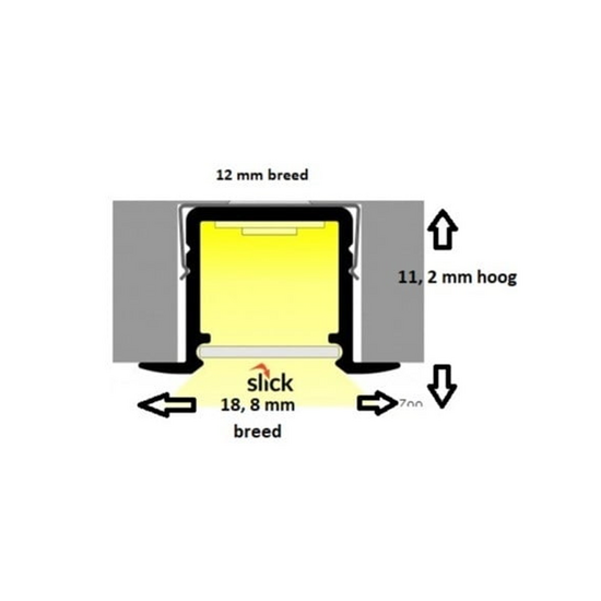 LED-Einbauprofil bis 10 mm | 2M | Silber