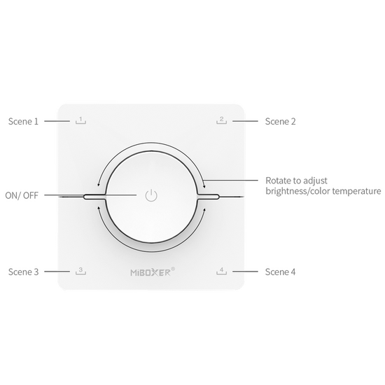 Mi-Light CCT Afstandsbediening | Scènebediening | WIT