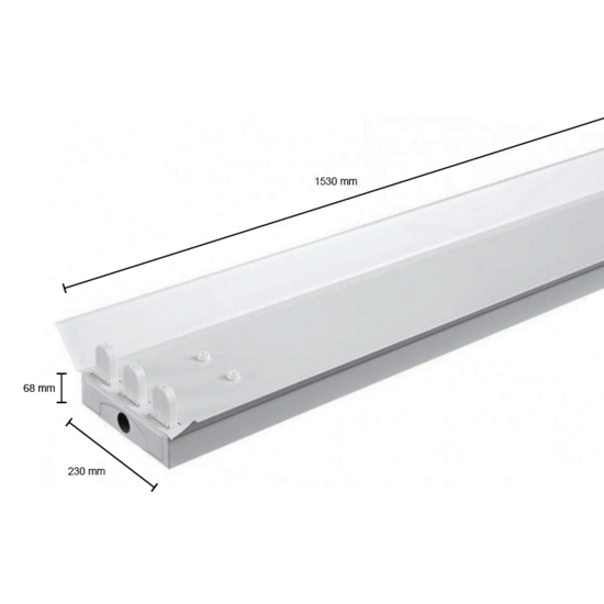 Triple led TL armatuur met reflector | IP22 | 150cm
