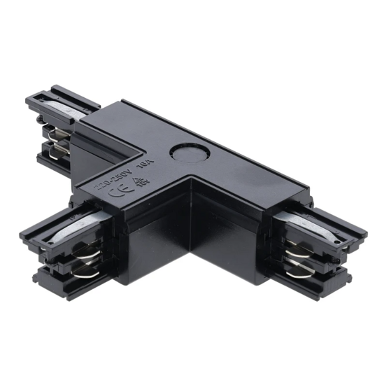T-connector rechts-1 voor 3-fase rail in zwart