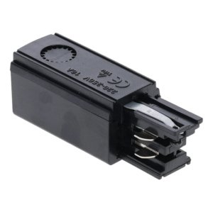 Linker voedingsconnector voor 3-fase rail in zwart