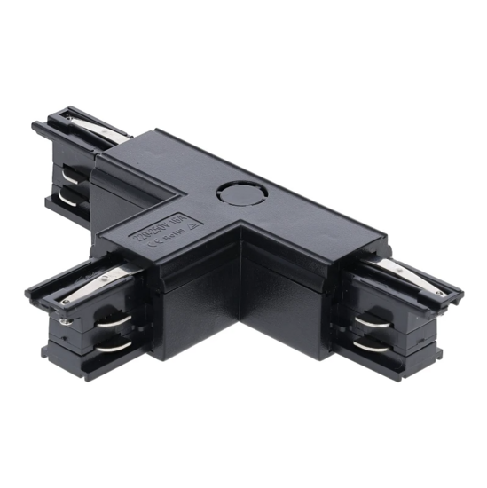T-connector rechts-2 voor 3-fase rail in zwart